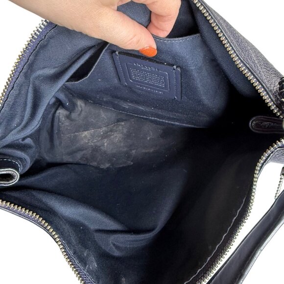 Coach Mia Pebbled Leather Shoulder Bag Metallic Blue Silver Hardware F29137 - Picture 5 of 11